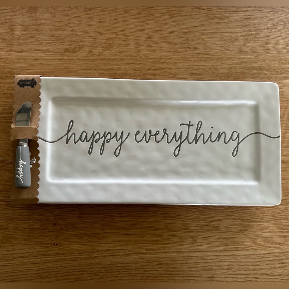 Mudpie “Happy Everything” Serving Platter With Knife